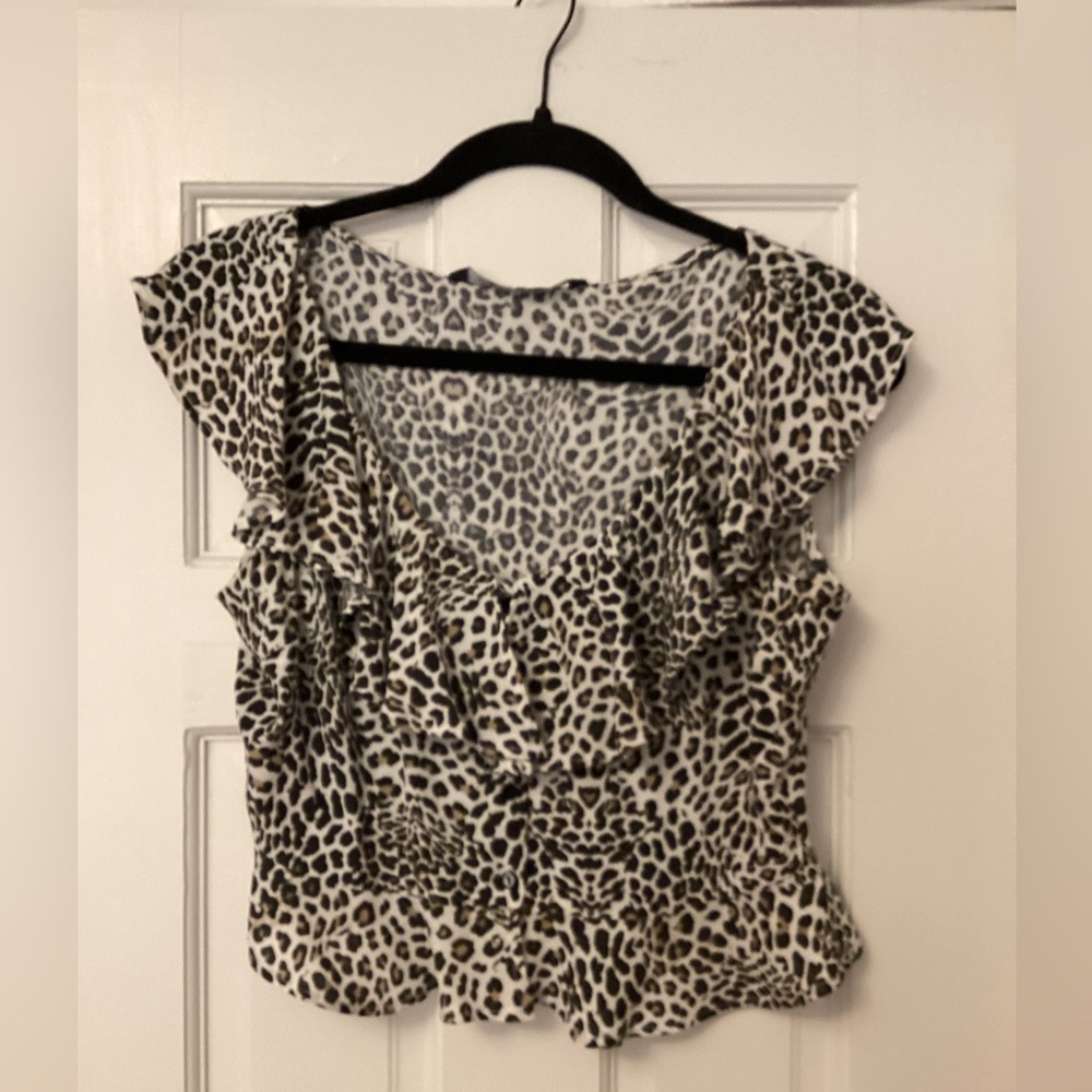 Zara Crop Animal Print Ruffle Top